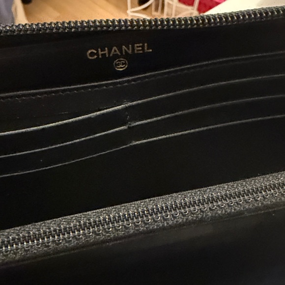 Chanel Boy Zipper Long Wallet Black Genuine Leather Excellent Condition - Picture 6 of 13